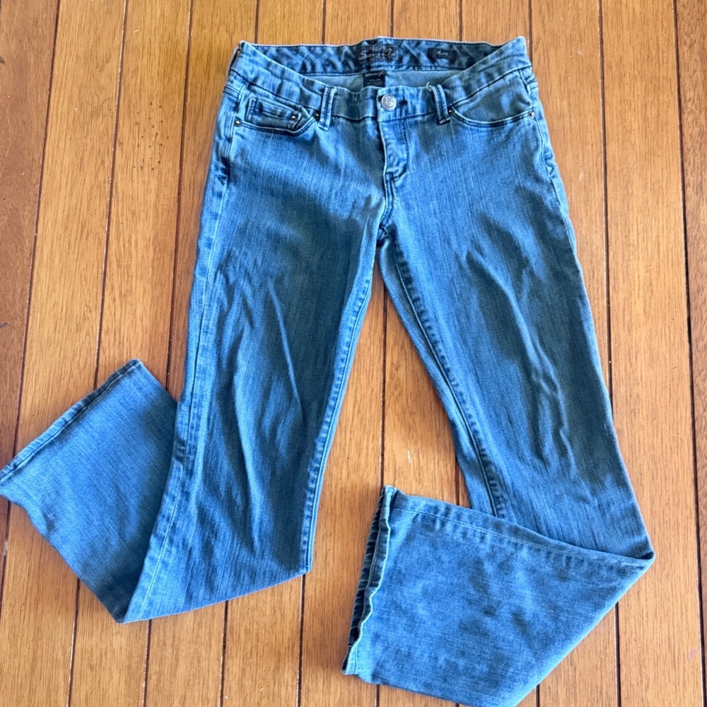 Low rise Y2K Women Medium Wash Blue Seven Bootcut Jeans Denim Pants Size 28